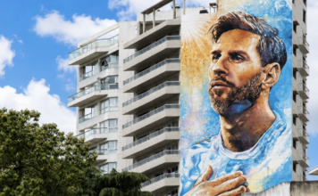 La principale fresque de Messi à Rosario. Photo : Ig Hotel Majestic Rosario.